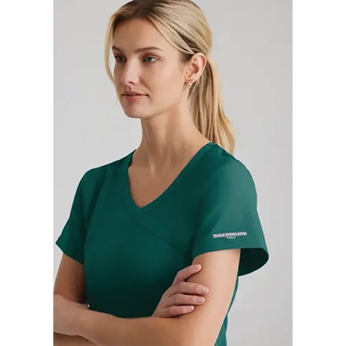 Skechers Womens V-Neck Scrub Top Hunter Green 3XL S SK102/HUNT/3XL