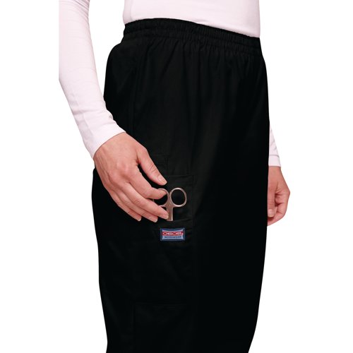 WIS25074 | Designed with a casual unisex style, with the Cherokee 4200 cargo scrub pants, you get an elasticated waist with a natural rise and tapered leg which makes for a perfect fit. The trousers feature two cargo style pockets, a mobile phone pocket and one outside scissor pocket and a small Cherokee Scrubs logo on the right leg.