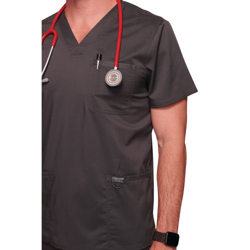 Cherokee Revolution V-Neck Scrub Top Pewter L CHWW670/PEWT/L