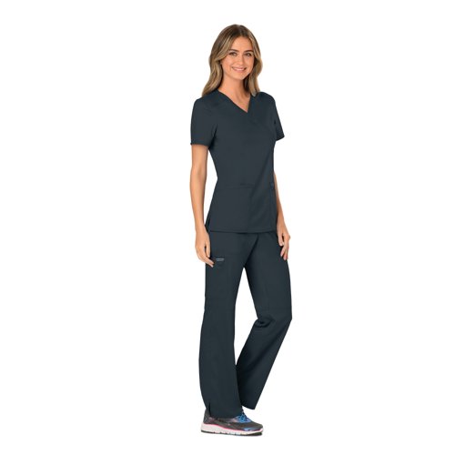 Cherokee Revolution Mock Wrap Top Pewter M CHWW610/PEWT/M