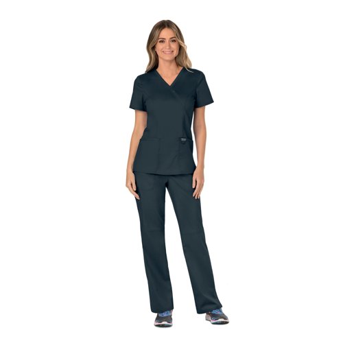 Cherokee WW610 Revolution Mock Wrap Top Pewter S CHWW610/PEWT/S