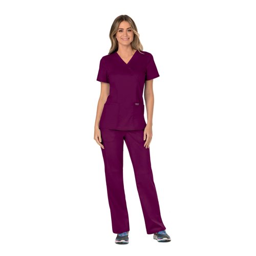 Cherokee WW610 Revolution Mock Wrap Top Wine XXS CHWW610/WINE/XXS