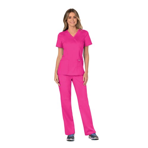 Cherokee WW610 Revolution Mock Wrap Top Electric Pink XS CHWW610/EPIN/XS