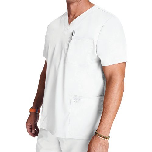 WIS29147 | A classic fit V neck scrub top from the Cherokee Revolution range. This is a classic fit scrub top in sizes XXS-3XL to suit all body shapes and sizes. This top is designed with comfort and practicality in mind, with 3 pockets, a bungee loop and side vents.