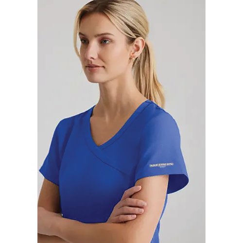 WIS36657 | The SK102 Female Reliance V neck scrub top is a modern design great for stylish healthcare staff. With 7 recycled bottles in every top.