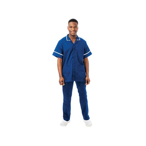 Work in Style PHILZ Male Healthcare Tunic Bugatti Blue with White Trim Size 38 inch PHILZBUGAWHIT38