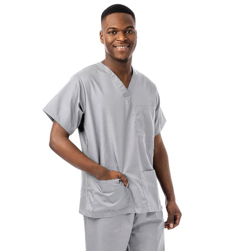 Unisex Lightweight Scrub Top Pale Grey L 334LW/GREY/L