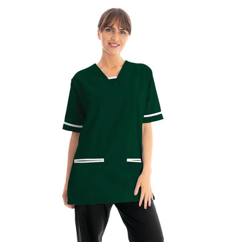 534LW V Neck Lightweight Scrub Top with Trim Bottle Green M 534LWBOTTWHITM