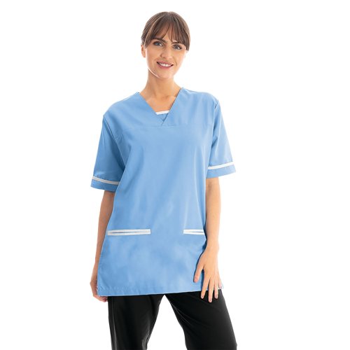 534LW V Neck Lightweight Scrub Top with Trim Hospital Blue 2XL 534LWHOSPWHIT2XL
