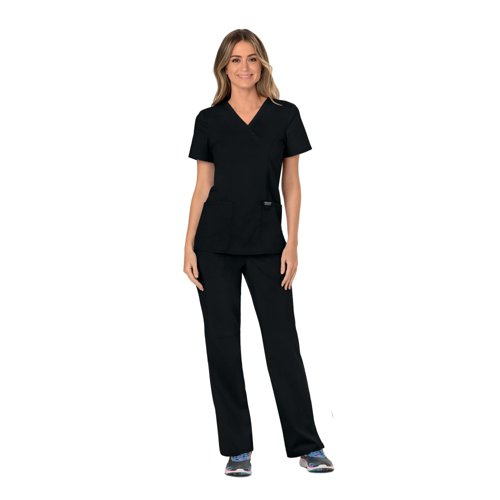 Cherokee WW610 Revolution Mock Wrap Top Black XL CHWW610/BLAC/XL