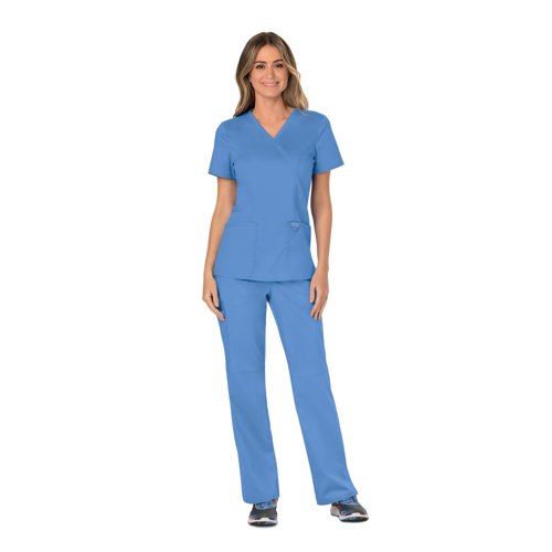 Cherokee WW610 Revolution Mock Wrap Top Ceil Blue L CHWW610/Ceil Blue/L