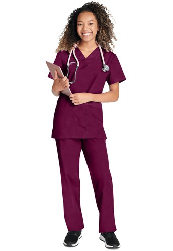 Cherokee Originals Unisex Medical Scrub Set - Comfortable, Practical Healthcare Uniform Wine 5XL
