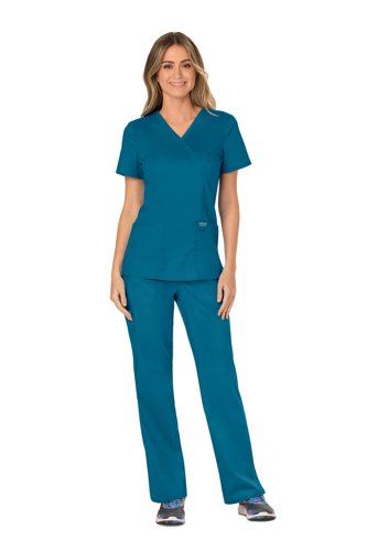 Cherokee WW610 Revolution Mock Wrap Top Caribbean Blue 2XL CHWW610/CARI/2XL