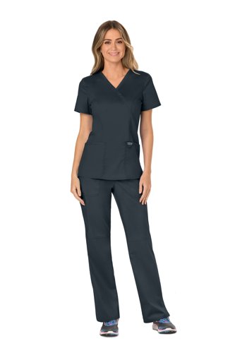 Cherokee WW610 Revolution Mock Wrap Top Pewter 2XL CHWW610/PEWT/2XL