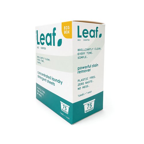 Wash with Leaf Bio Laundry Sheets White Pack of 75 Leaf-BIO-75 WWL95310 Buy online at Office 5Star or contact us Tel 01594 810081 for assistance