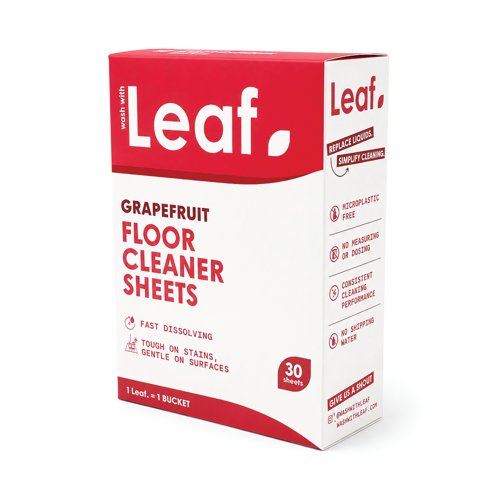 Wash with Leaf Floor Cleaning Sheets White Pack of 30 Leaf-FLOOR-30