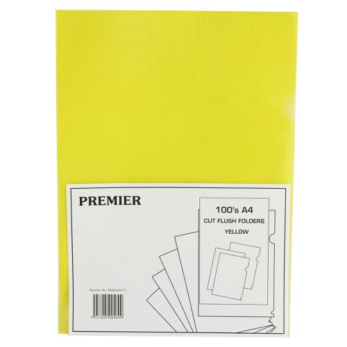 Yellow Cut Flush Folders (Pack of 100) WX01487