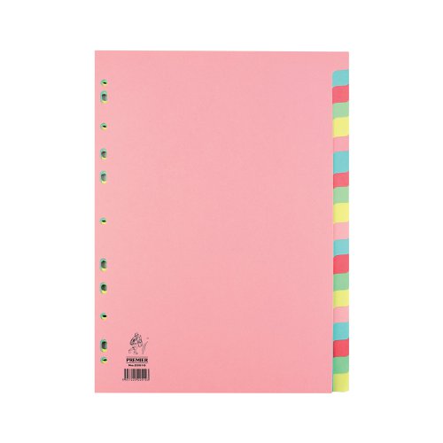 Everyday A4 Manilla Divider 20-Part Pink With Multi-Colour Tabs