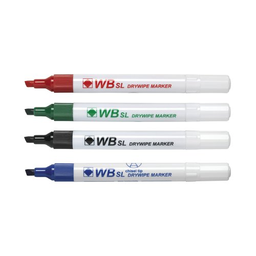 Assorted Whiteboard Markers Chisel Tip (Pack of 4) WX26038