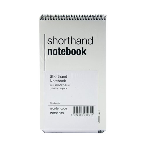 Spiral Shorthand Notepad 80 Leaf (Pack of 10) WX31003 | WX31003 | 