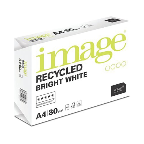 Image Bright Rcyc Printer Paper A4 80gsm White Pack of 5 3597320337574