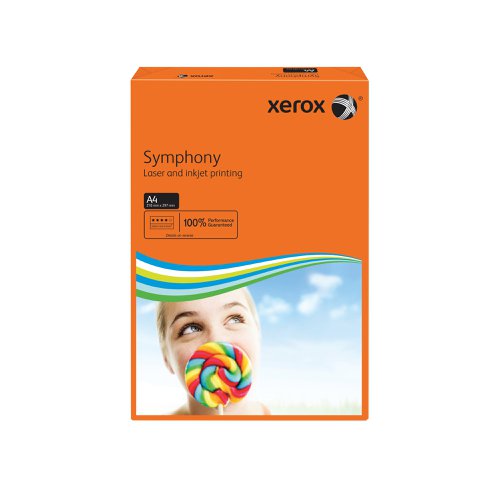 Looking to add some colour to your life? Xerox A4 Symphony Orange Paper helps your documents stand out from the pack. Created according to the exacting standards applied to all Xerox products, it has the same smooth surface, printability and excellent opacity you've come to expect. Designed for high speed, high volume printing and compatible with all laser, inkjet and copier printers, this 80gsm paper is nothing less than the very best.