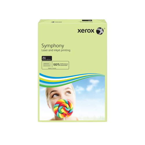 Looking to add some colour to your life? Xerox A4 Symphony Pastel Green Paper helps your documents stand out from the pack. Created according to the exacting standards applied to all Xerox products, it has the same smooth surface, printability and excellent opacity we have come to expect. Designed for high speed, high volume printing and compatible with all laser, inkjet and copier printers, this 80gsm paper is nothing less than the very best.