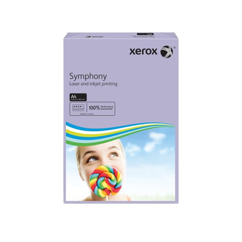 Looking to add some colour to your life? Xerox A4 Symphony Lilac Paper helps your documents stand out from the pack. Created according to the exacting standards applied to all Xerox products, it has the same smooth surface, printability and excellent opacity we have come to expect. Designed for high speed, high volume printing and compatible with all laser, inkjet and copier printers, this 80gsm paper is nothing less than the very best.