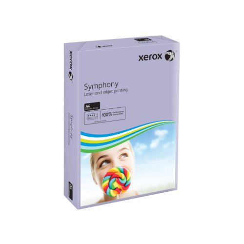 Looking to add some colour to your life? Xerox A4 Symphony Lilac Paper helps your documents stand out from the pack. Created according to the exacting standards applied to all Xerox products, it has the same smooth surface, printability and excellent opacity we have come to expect. Designed for high speed, high volume printing and compatible with all laser, inkjet and copier printers, this 80gsm paper is nothing less than the very best.