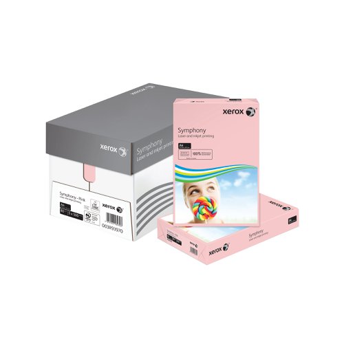 Looking to add some colour to your life? Xerox A4 Symphony Pastel Pink Paper helps your documents stand out from the pack. Created according to the exacting standards applied to all Xerox products, it has the same smooth surface, printability and excellent opacity we have come to expect. Designed for high speed, high volume printing and compatible with all laser, inkjet and copier printers, this 80gsm paper is nothing less than the very best.