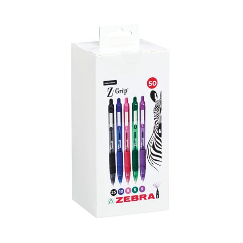 Zebra Z-Grip Smooth Ballpoint Pen Assorted Pack of 50 5024475027602