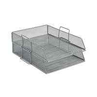 5 Star Office Mesh Letter Tray Scratch Resistant Stackable Front Load Portrait Foolscap Silver