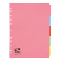 5 Star Office Subject Dividers 5-Part Recycled Card Multipunched 155gsm A4 Assorted