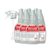 2Work Spray and Wipe with Bleach Trigger Spray 750ml (Pack of 6) 2W07245