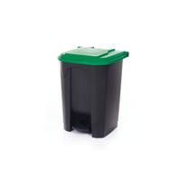 2Work Pedal Bin with Coloured Lid 50L Grey/Green 380x410x560mm 2W10772