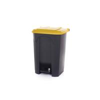2Work Pedal Bin with Coloured Lid 80L Grey/Ylw 410x470x670mm 2W10773