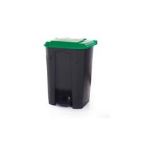 2Work Pedal Bin with Coloured Lid 80L Grey/Green 410x470x670mm 2W10776