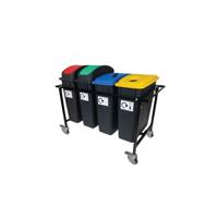 2Work Mobile Recycling Trolley with 4x65 Litre Bins 2W10800