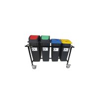 2Work Mobile Recycling Trolley with 4x90 Litre Bins 2W10802