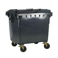 2Work Wheelie Bin 1100 Litre with Lockable Lid Grey 2W10830