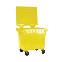 2Work Wheelie Bin 1100 Litre with Flat Lid Yellow 2W10862