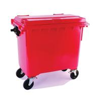 2Work Wheelie Bin 1100 Litre with Lockable Lid Red 2W10870