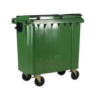 2Work Wheelie Bin 660 Litre with Lockable Lid Green 2W10888
