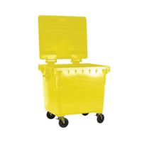2Work Wheelie Bin 660 Litre with Lockable Lid Yellow 2W10891