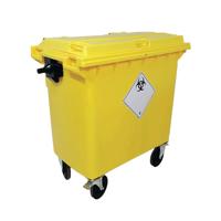2Work Wheelie Bin Clinical Waste 770 Litre 4 Wheel Lock Yellow 2W10897