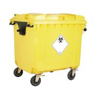 2Work Wheelie Bin Clinical Waste 1100 Litre Lockable Yellow 2W10899