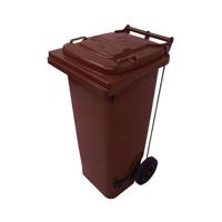 2Work Wheelie Bin Refuse 120 Litre 2 Wheel Pedal Brown 2W10904