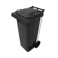 2Work Wheelie Bin Refuse 120 Litre 2 Wheel Pedal Operated Grey 2W10906