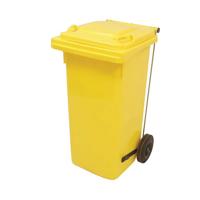 2Work Wheelie Bin Refuse 120 Litre 2 Wheel Pedal Yellow 2W10908
