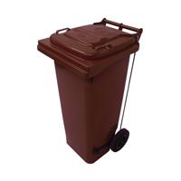 2Work Wheelie Bin Refuse 80 Litre 2 Wheel Pedal Operated Brown 2W10910